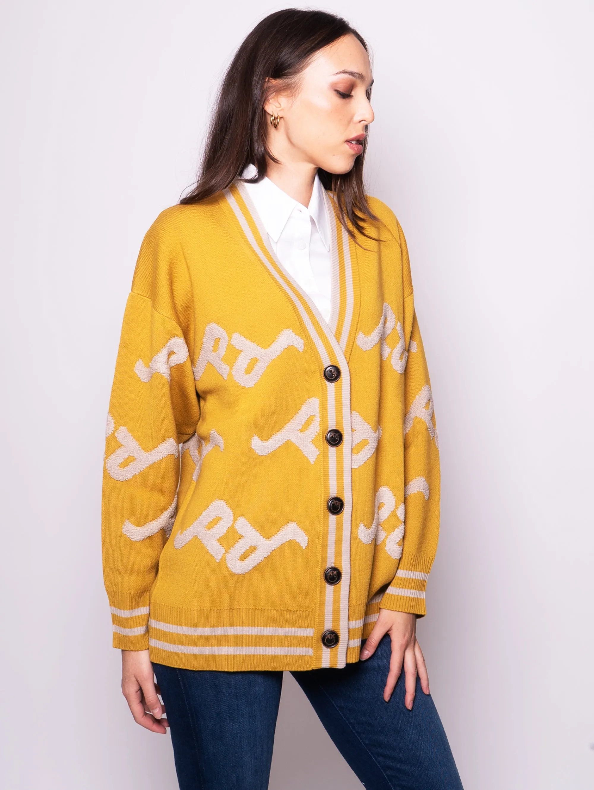 Cardigan Stile College Oversize Bruciato/Beige