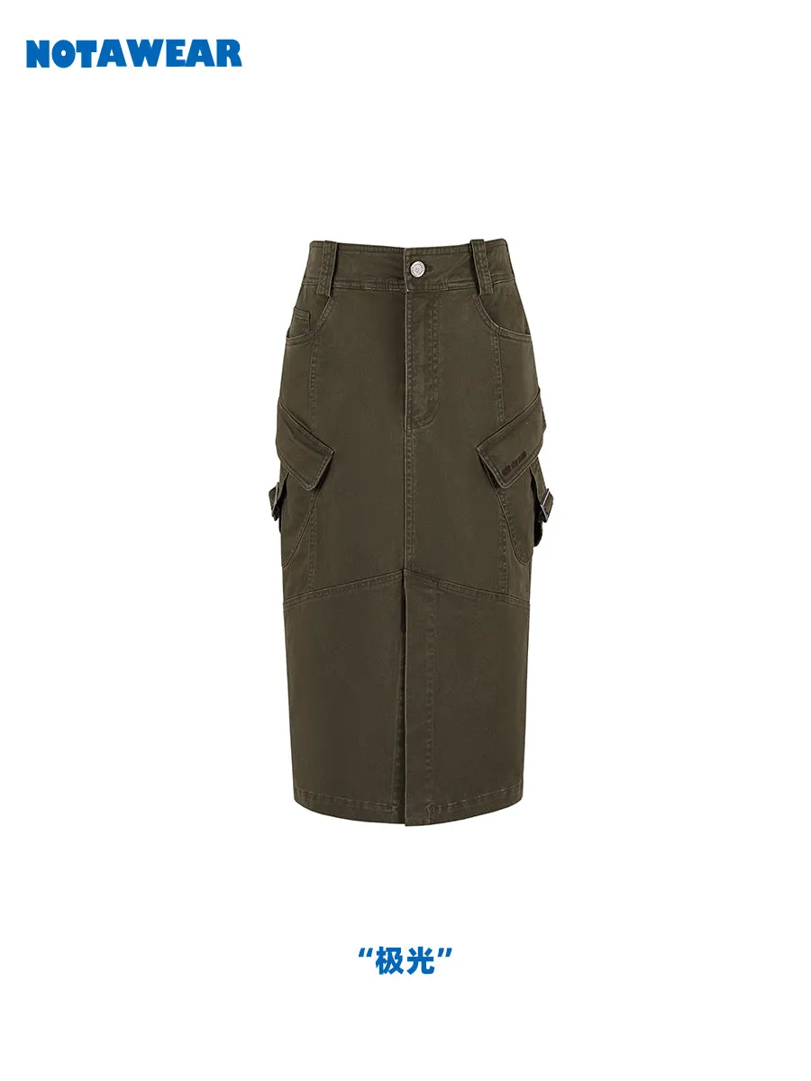 Casual Tight Slit Pocket Skirt