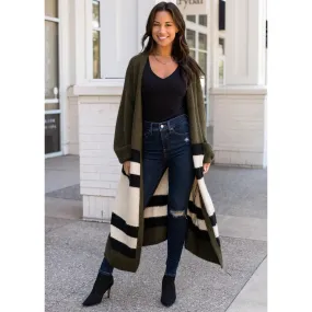 Charleston Color Block Open Cardigan