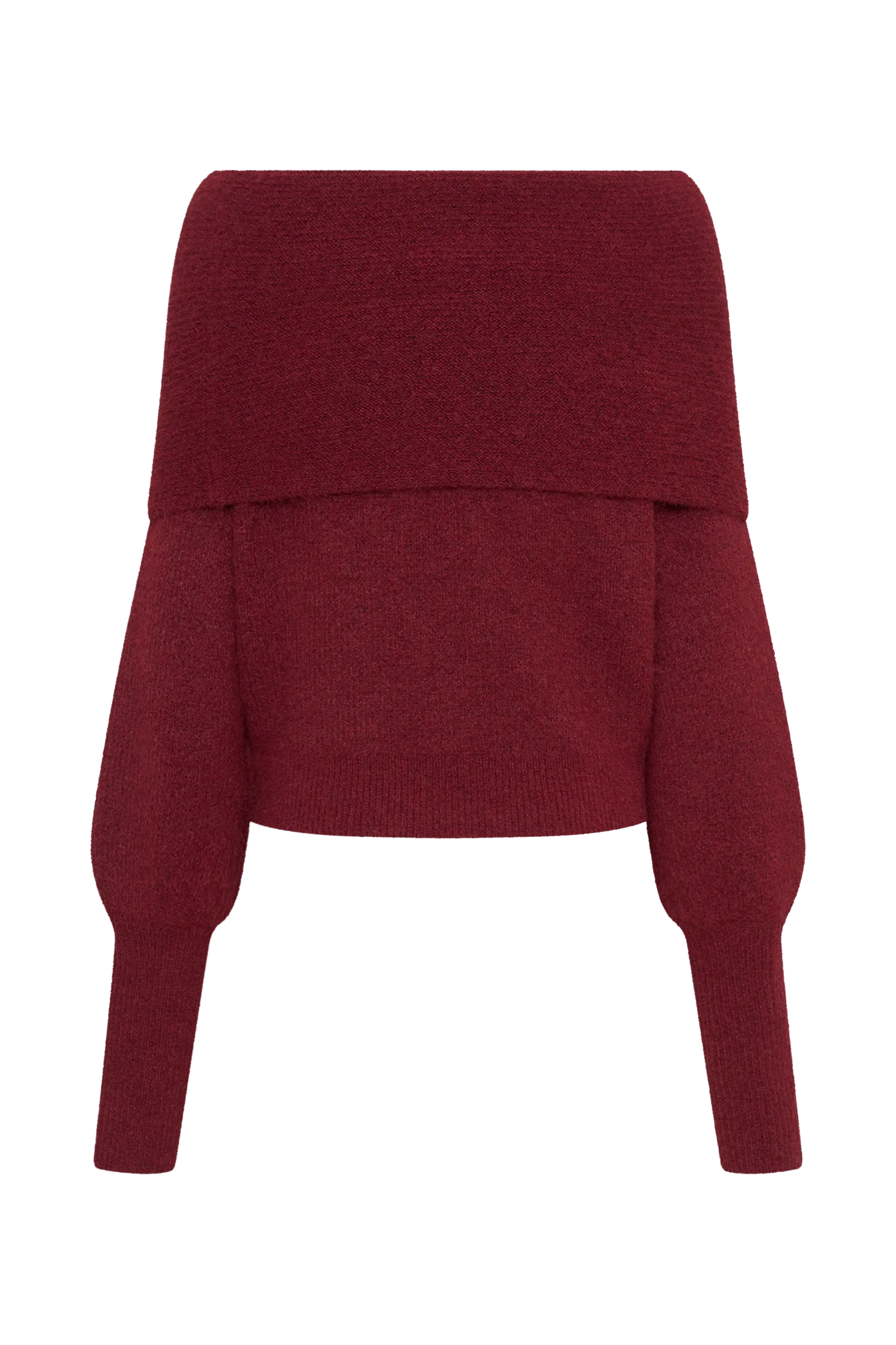 Charlotte Off Shoulder Knit Long Sleeve Top - Merlot