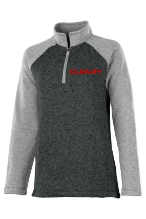 Cleary's Women's Quarter Zip Color Blocked Heathered Fleece Charcoal/Light Grey Heather