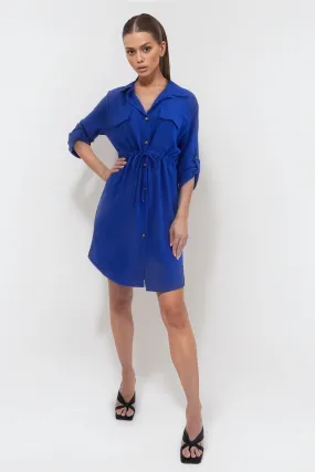 COLBY BLUE SHORT SHIRT DRESS