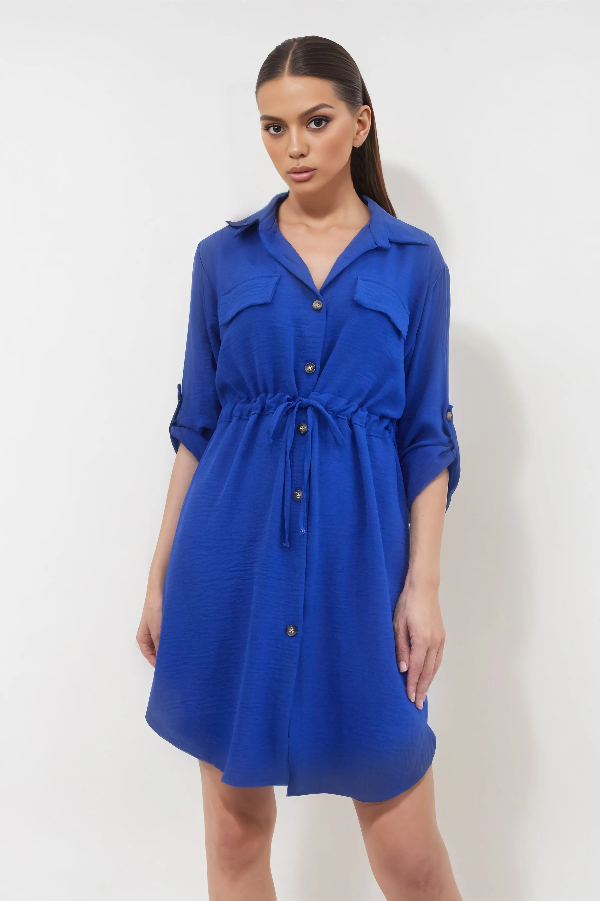 COLBY BLUE SHORT SHIRT DRESS
