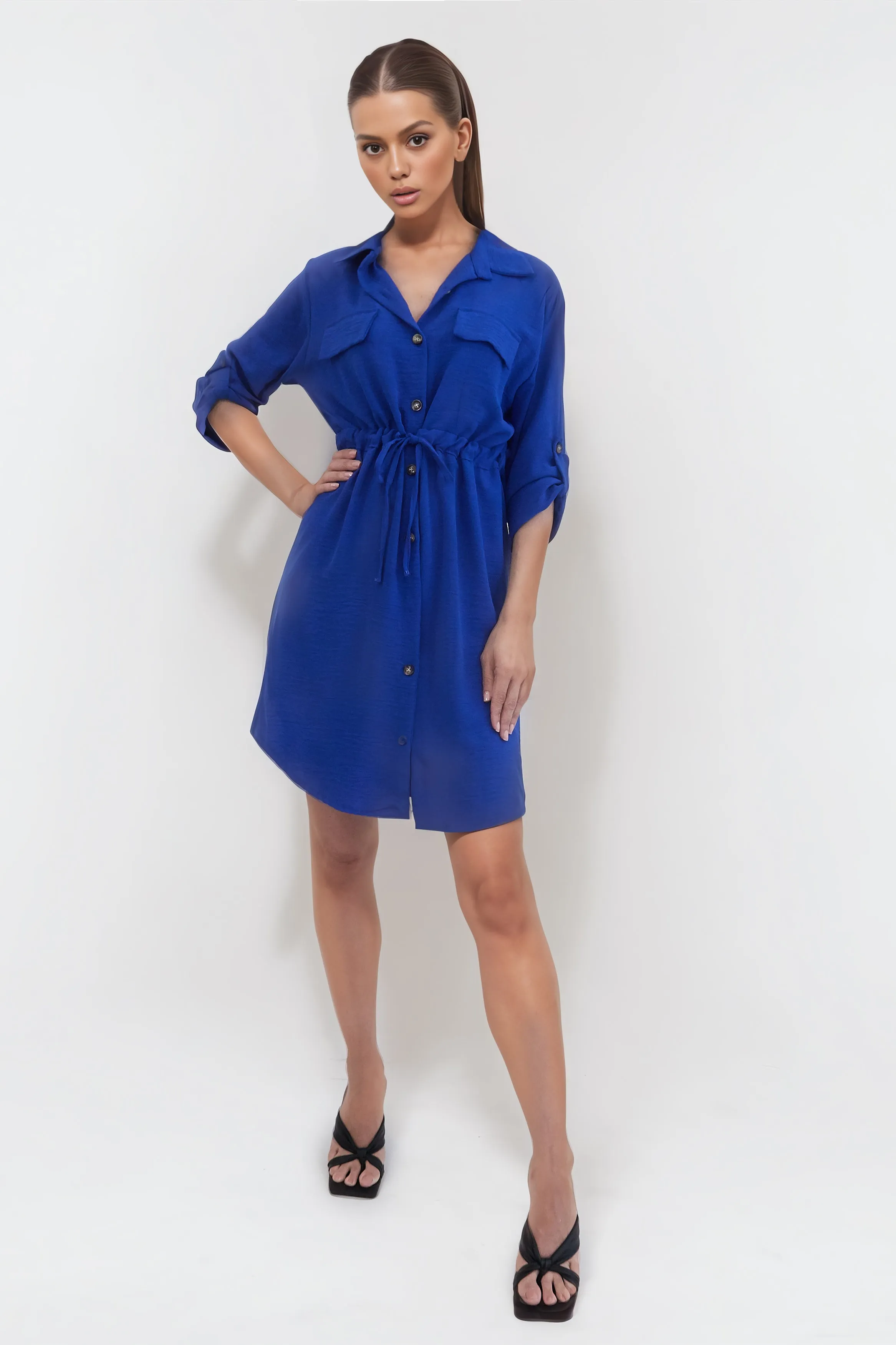 COLBY BLUE SHORT SHIRT DRESS