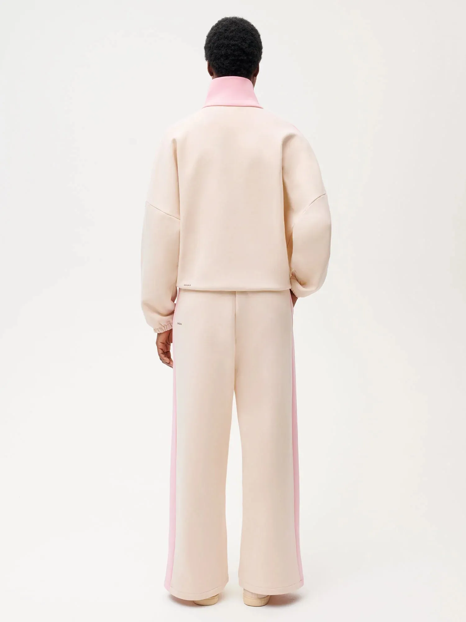 Color Block Loose Leg Track Pants—sakura pink