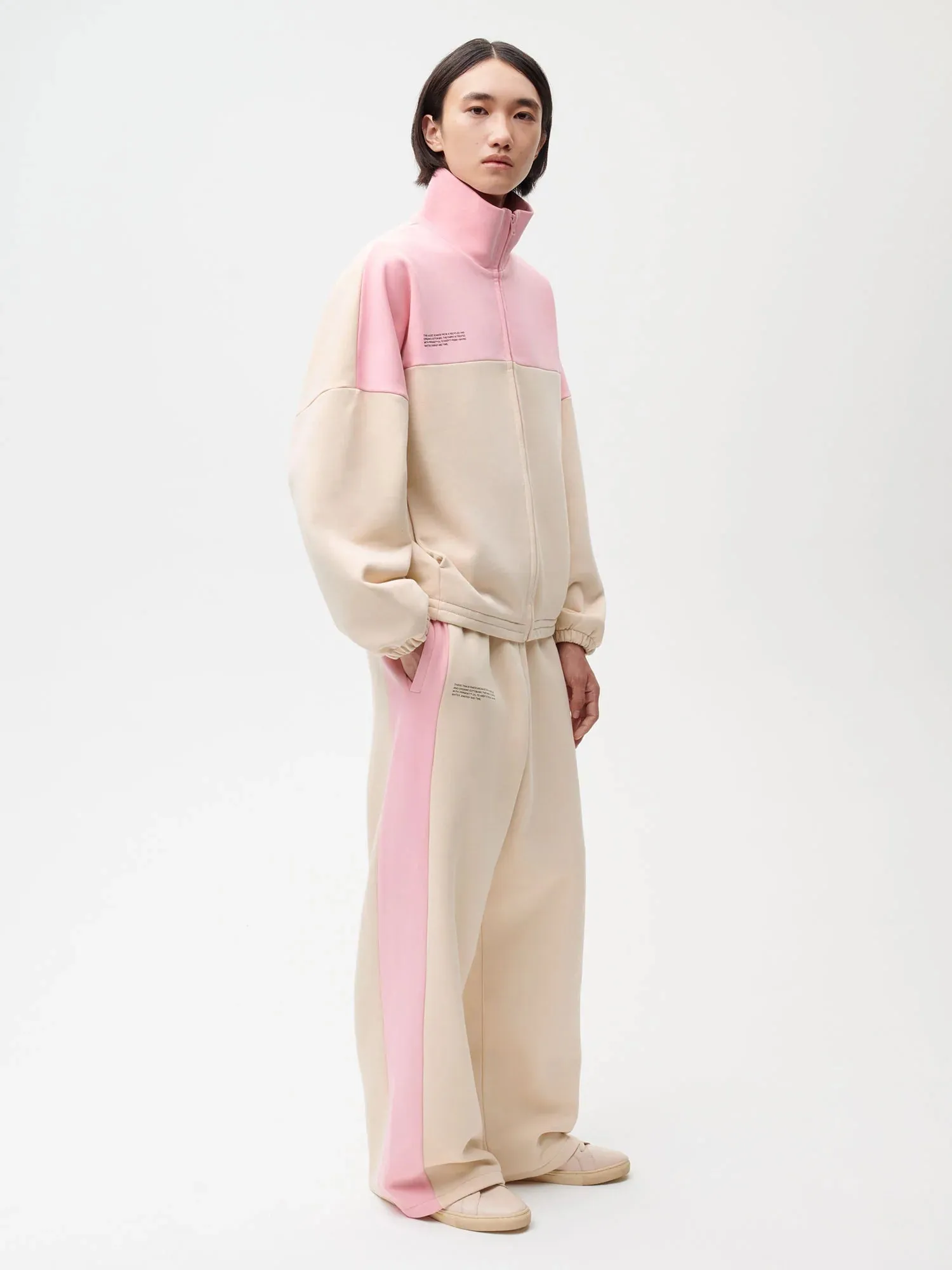 Color Block Loose Leg Track Pants—sakura pink
