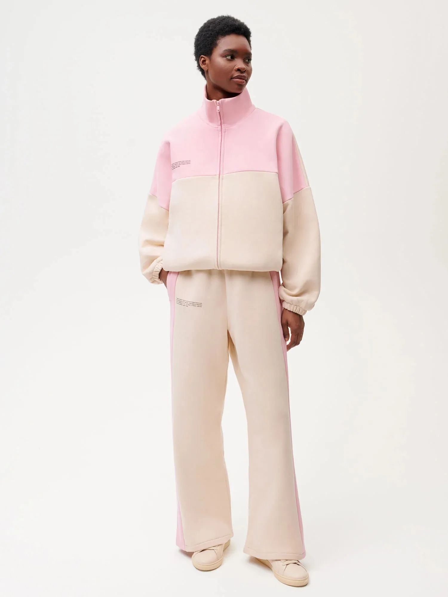 Color Block Loose Leg Track Pants—sakura pink