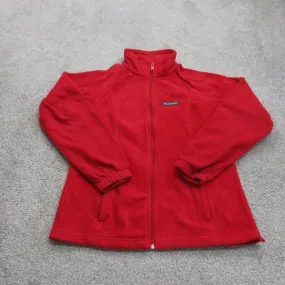 Columbia Womens Full Zip Up Fleece Jacket Long Sleeves Mock Neck Red Size Small