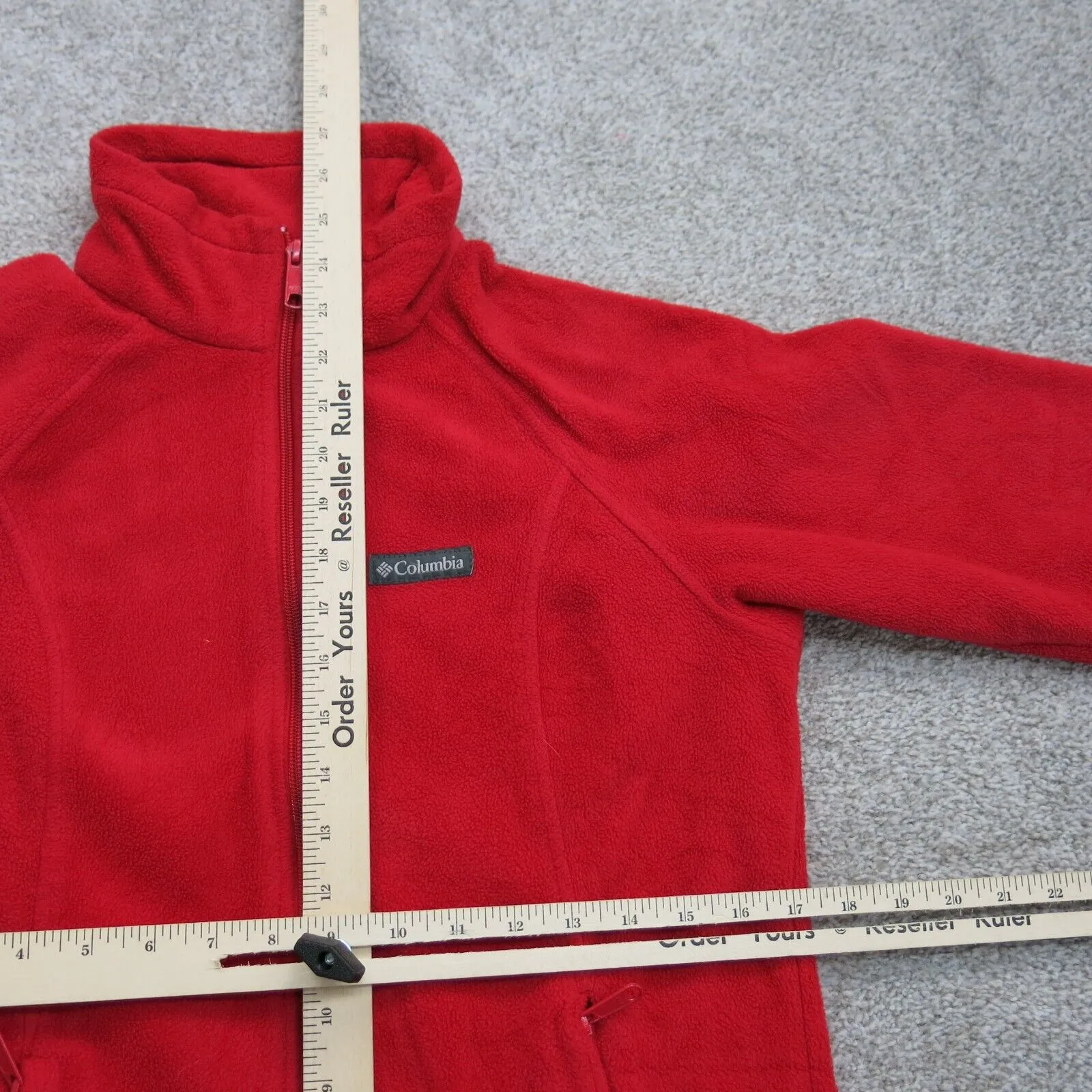Columbia Womens Full Zip Up Fleece Jacket Long Sleeves Mock Neck Red Size Small