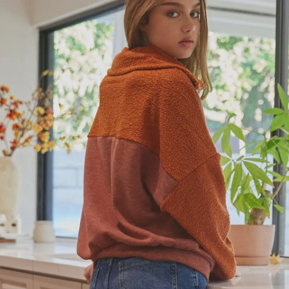 Contrasting Half Zip Top