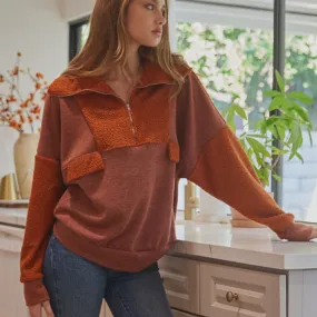 Contrasting Half Zip Top