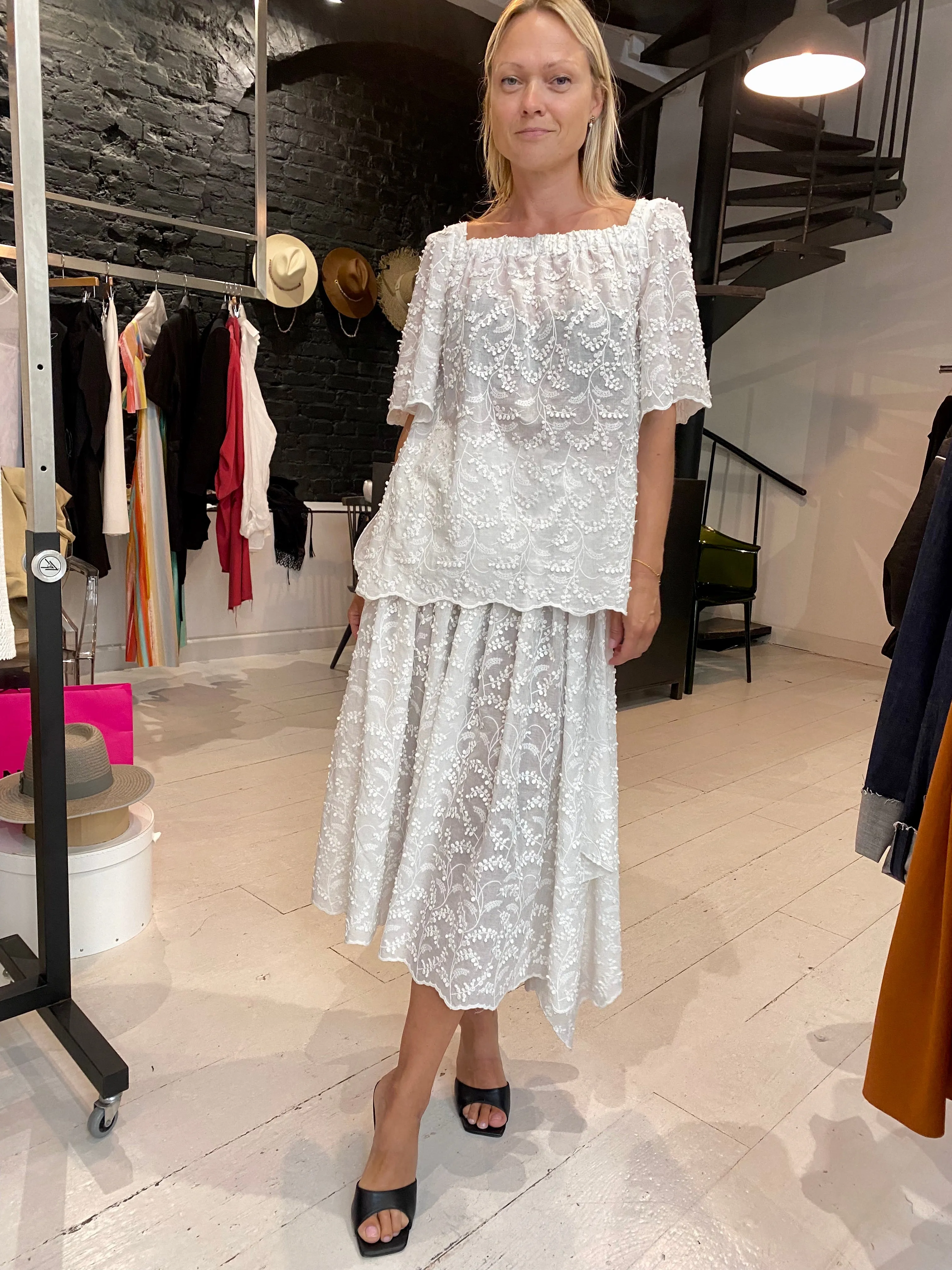 Cotton Skirt  with 3D-Embroidery  MIMOSA