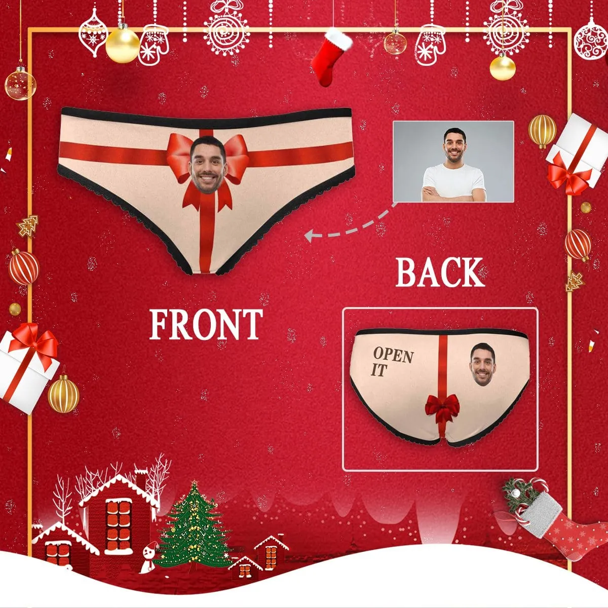 Custom Face Underwear for Women Personalized Gift Women's All Over Print High-cut Briefs for Her