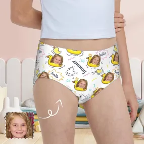 Custom Face Yellow Duck Girl's Underwear Cotton Brief Panties