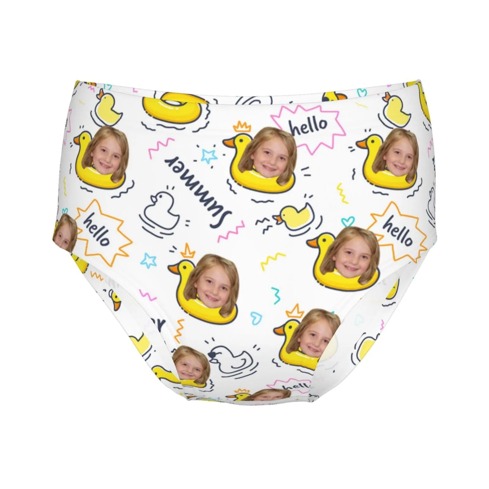 Custom Face Yellow Duck Girl's Underwear Cotton Brief Panties