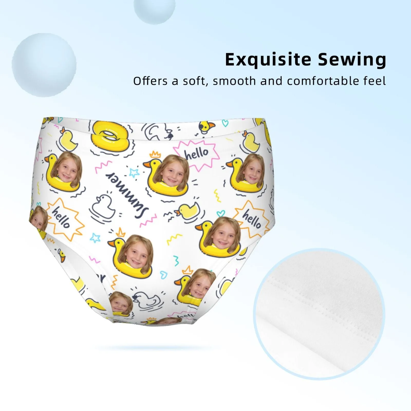 Custom Face Yellow Duck Girl's Underwear Cotton Brief Panties