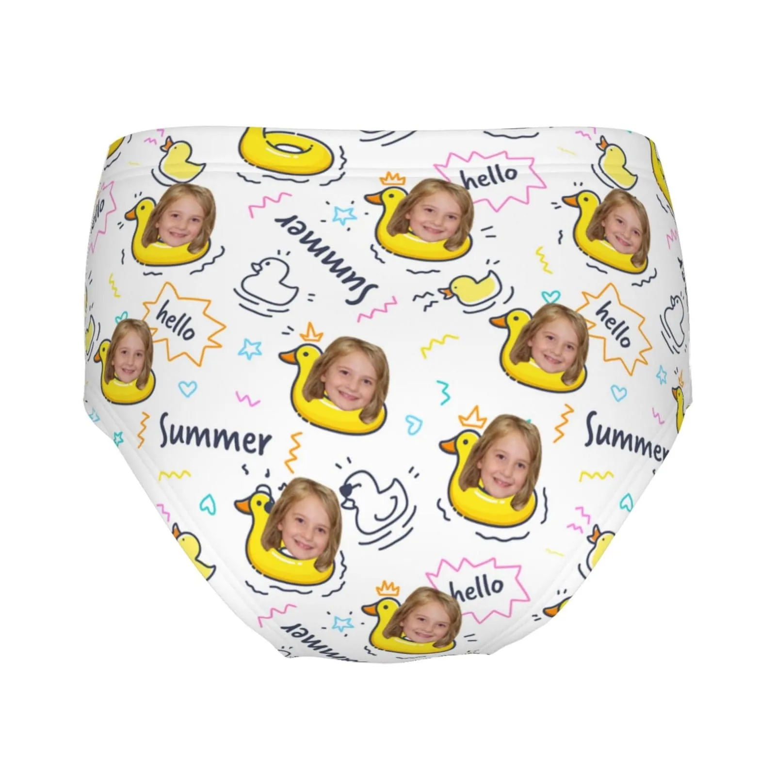 Custom Face Yellow Duck Girl's Underwear Cotton Brief Panties
