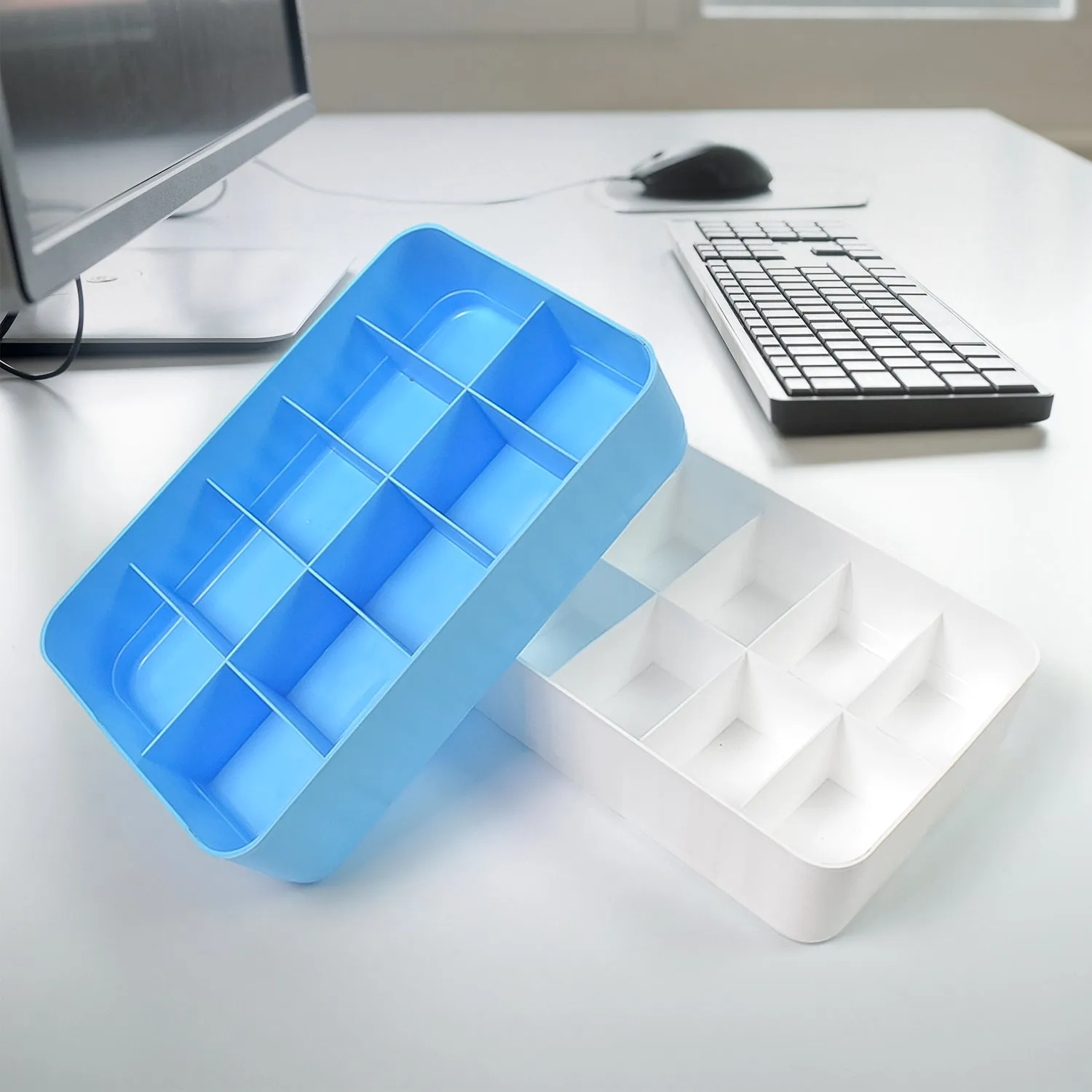 Desktop Drawer Storage Box 10 Grid Underwear Socks (2 Pc Set)