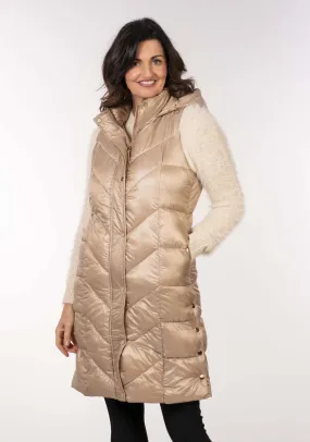 Diamond Quilt Long Gilet - Caramel