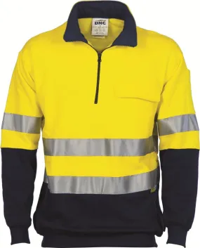 DNC HiVis Two Tone 1/2 Zip Cotton Fleecy Windcheater with 3M R/Tape (3925)