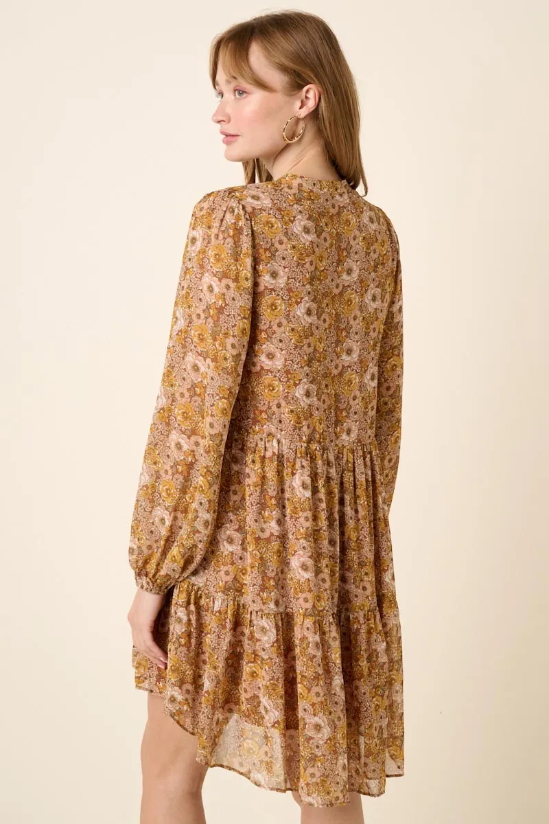 Dress | Vintage Rust Flower Dress