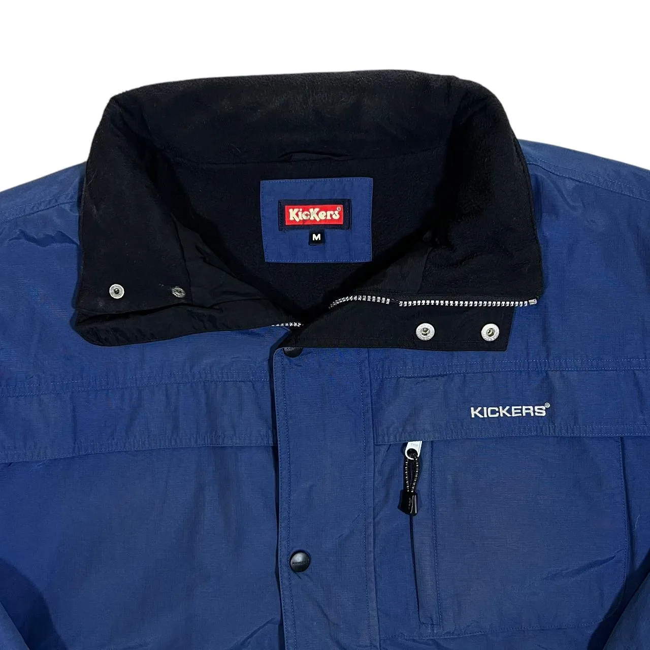 Early 00's KICKERS Classic Mini Logo Navy Blue Fleece Lined Windbreaker Jacket