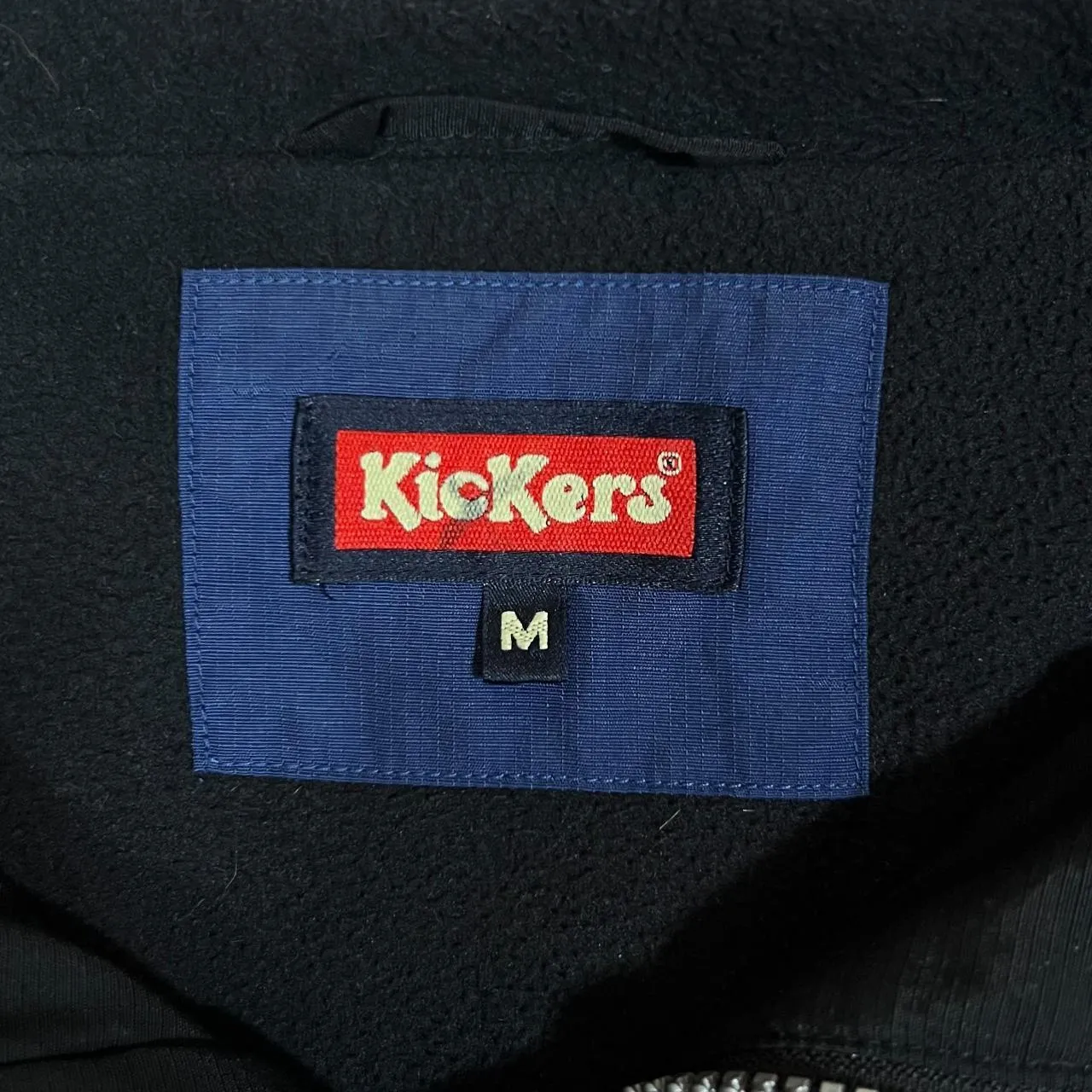 Early 00's KICKERS Classic Mini Logo Navy Blue Fleece Lined Windbreaker Jacket