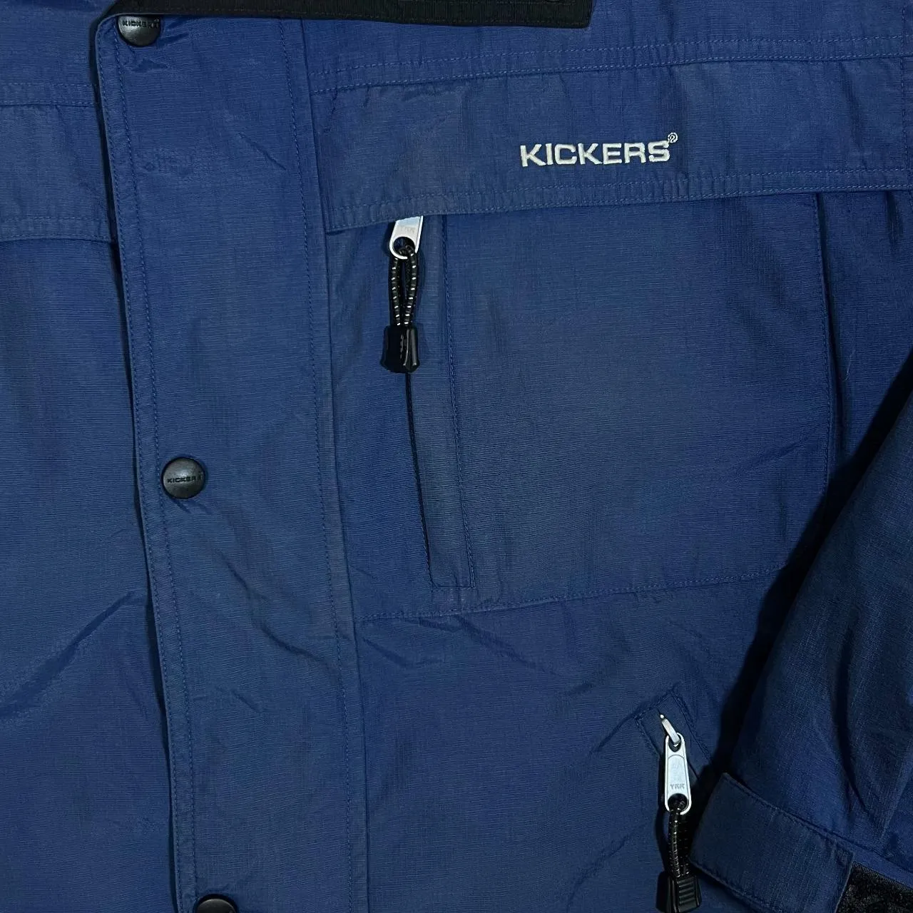 Early 00's KICKERS Classic Mini Logo Navy Blue Fleece Lined Windbreaker Jacket