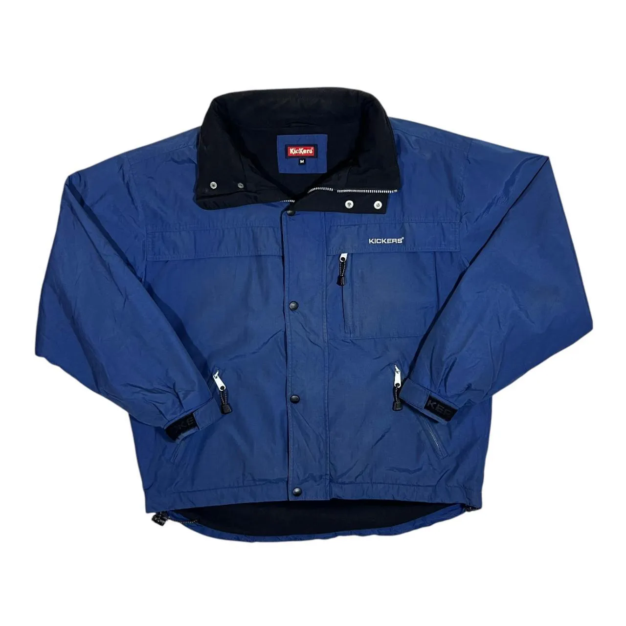 Early 00's KICKERS Classic Mini Logo Navy Blue Fleece Lined Windbreaker Jacket