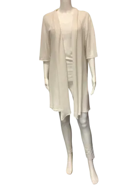 Eileen Fisher Women's Cardigan Ivory Knitted Short Sleeve Open Size: XL