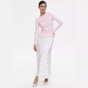 Elegant Floral Satin Printed High Waist Printed Skirt