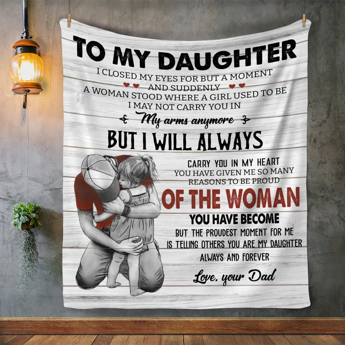 Emotional Dad and Daughter Blanket