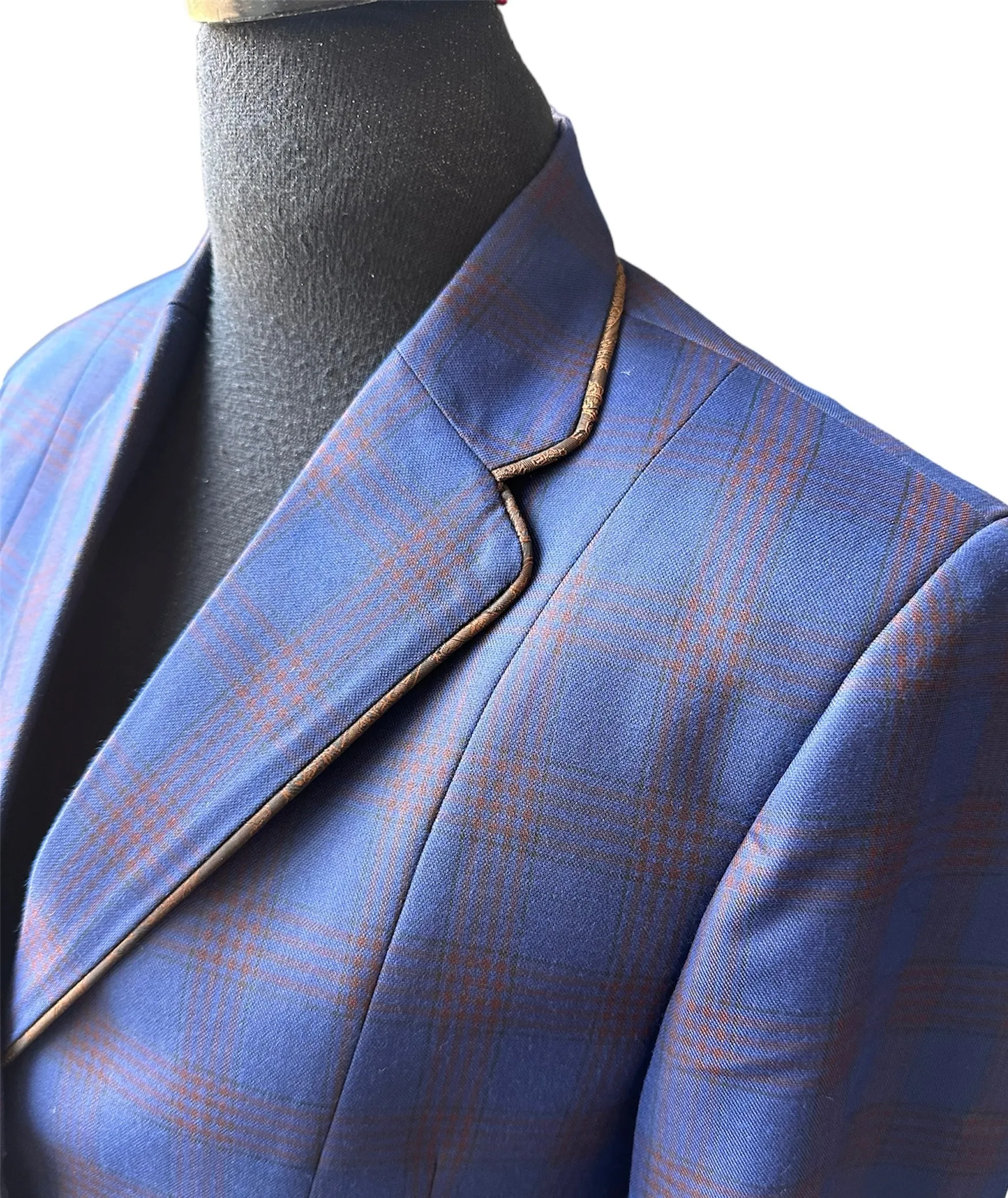 English Show Coat Blue and Bronze Plaid *One Only*