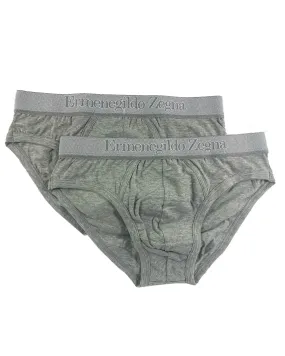Ermenegildo Zegna Underwear Gray Stretch Cotton Midi Brief 2 Pack M SALE