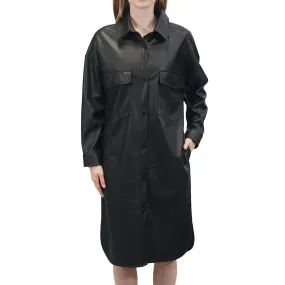 Faux Leather Shirt Dress