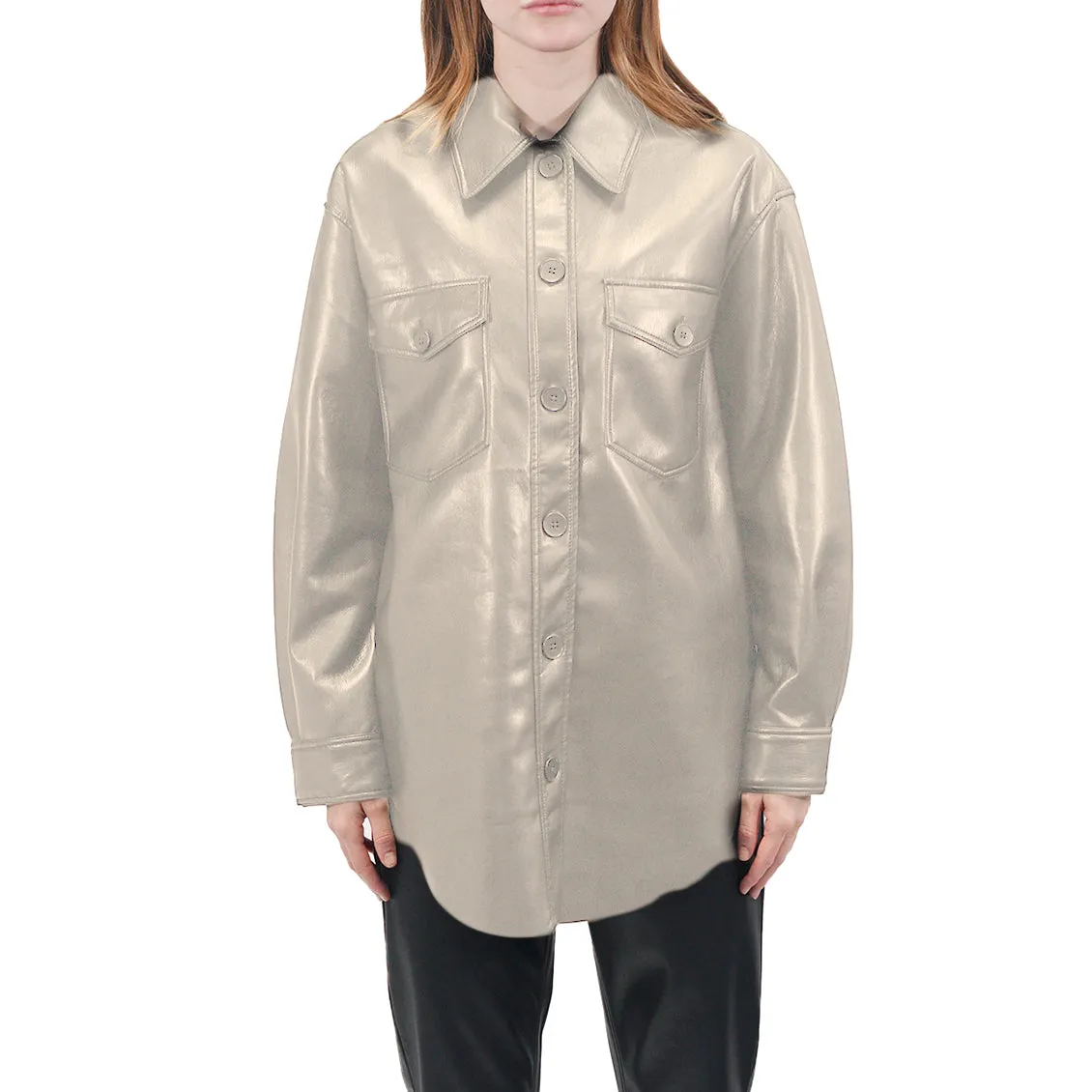 Faux Leather Shirt Dress