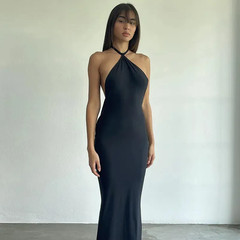 FLYTONN-Sexy spring and summer dresses, party dresses, graduation gifts,Dark Temptress Backless Maxi Dress