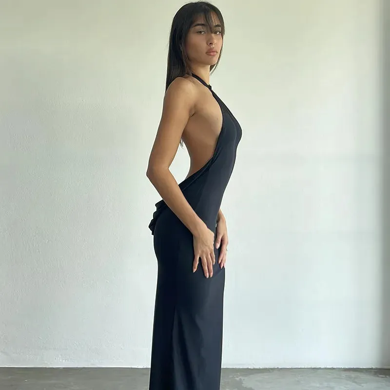 FLYTONN-Sexy spring and summer dresses, party dresses, graduation gifts,Dark Temptress Backless Maxi Dress