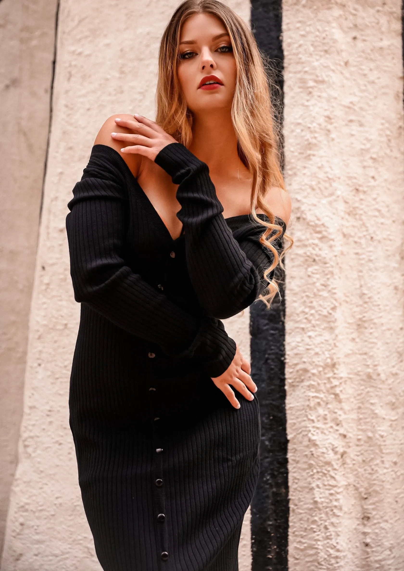 Freya Black Sweater Dress