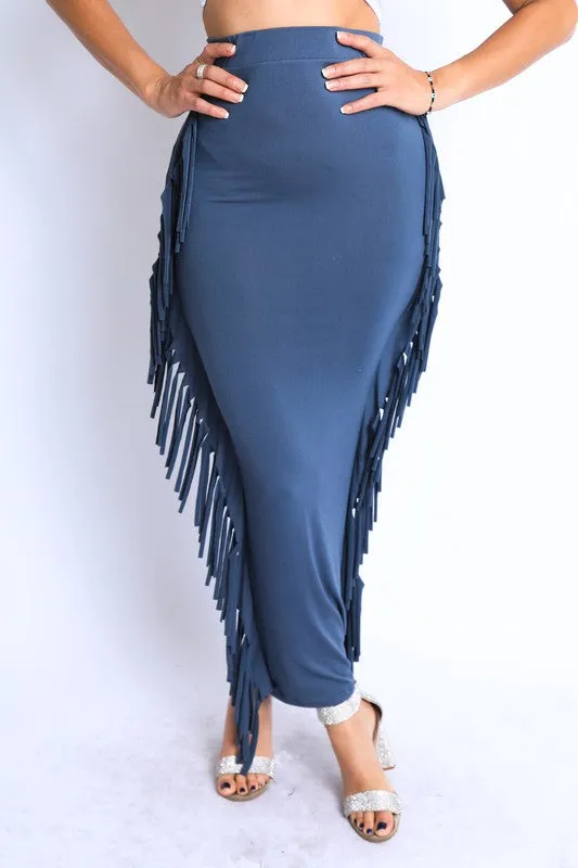 Fringed Out  Maxi Skirt