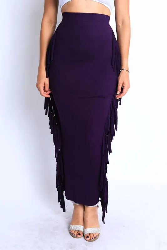 Fringed Out  Maxi Skirt