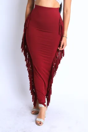 Fringed Out  Maxi Skirt