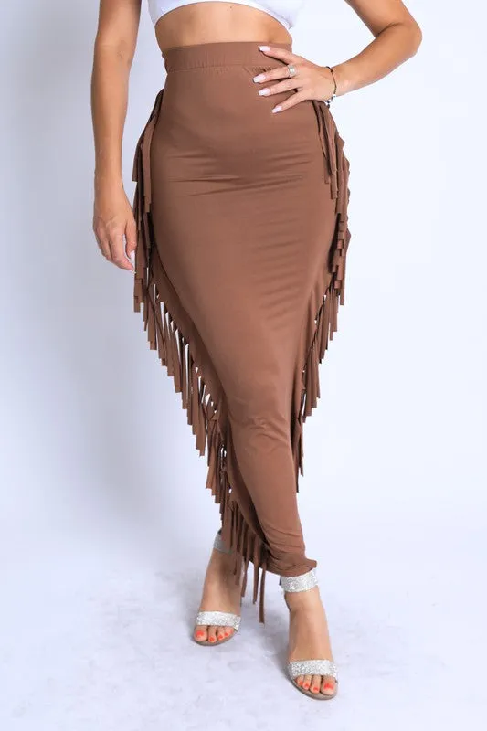 Fringed Out  Maxi Skirt
