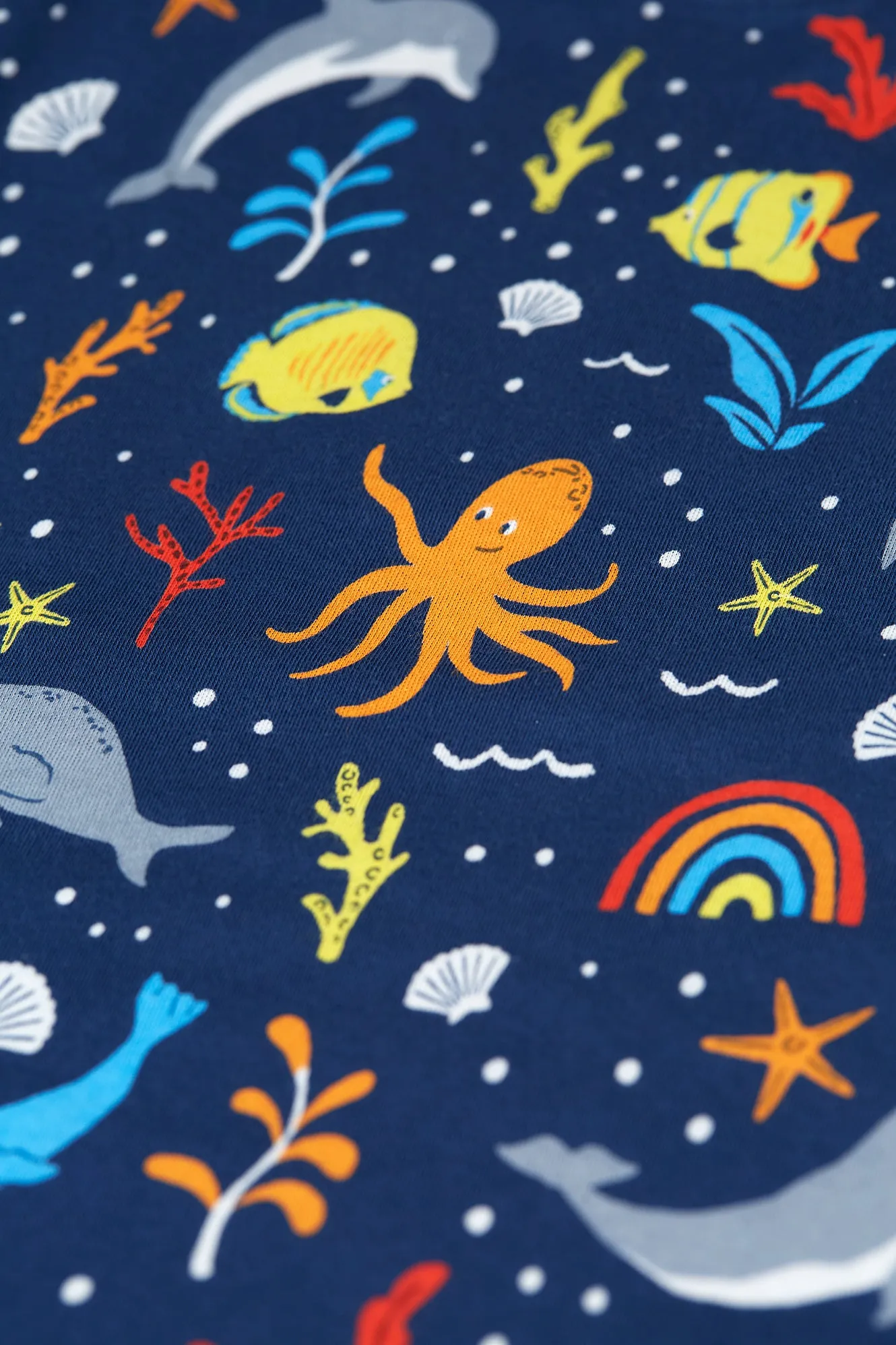Frugi Baby Boys Navy Sea Theme Snuggle Fleece