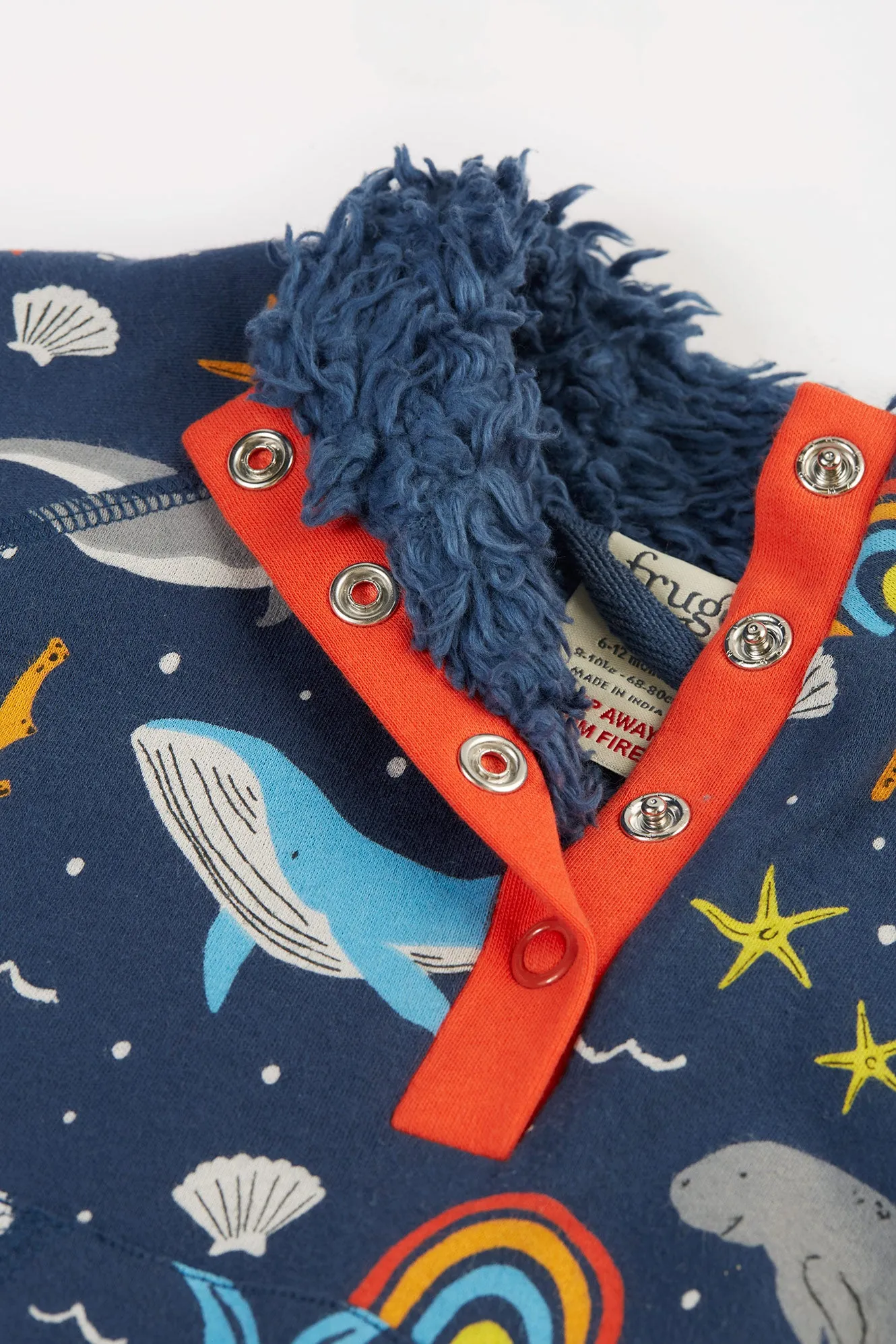 Frugi Baby Boys Navy Sea Theme Snuggle Fleece