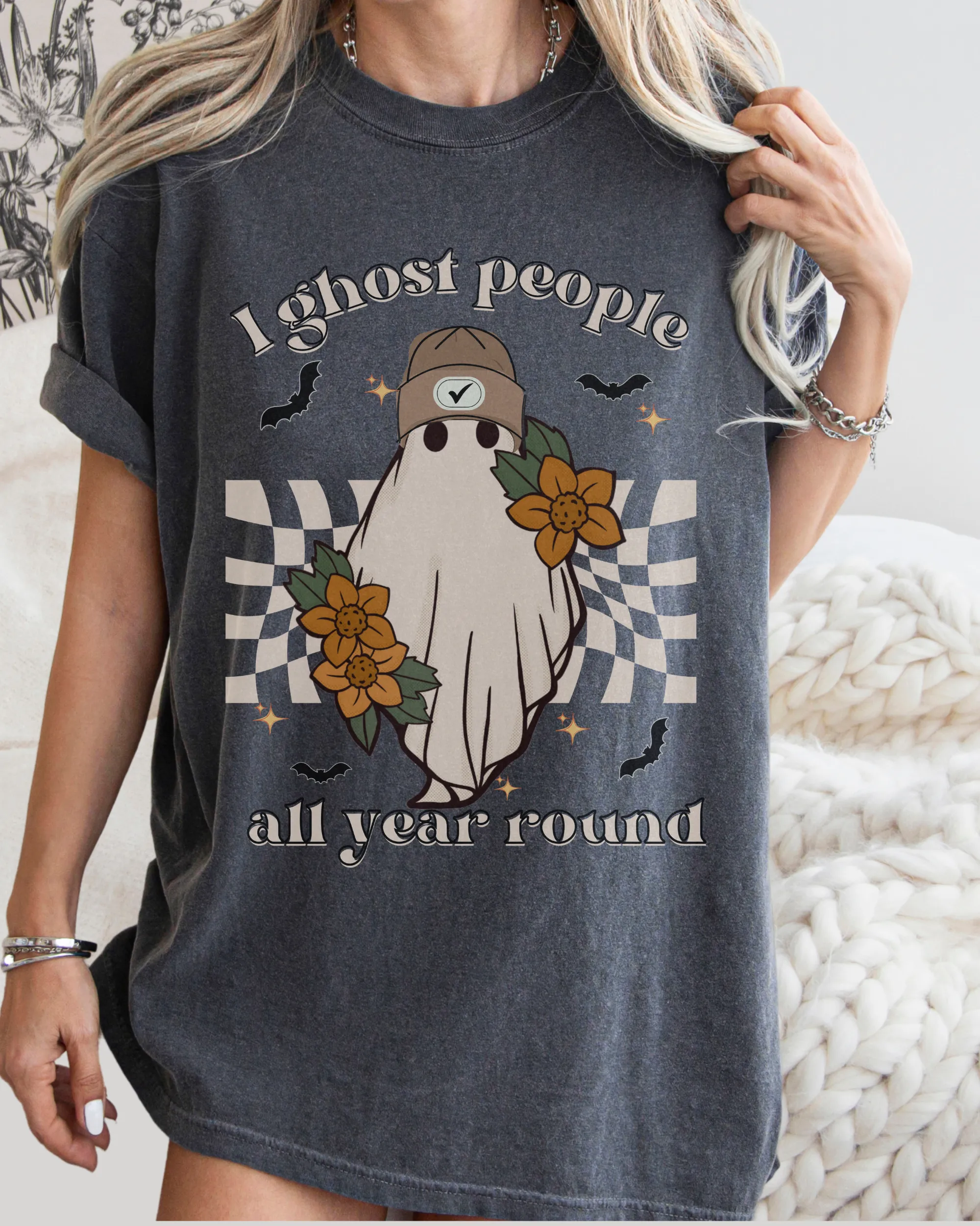 Funny Halloween Comfort Colors® T-Shirt, Women's I Ghost People All Year Round Funny T-Shirt