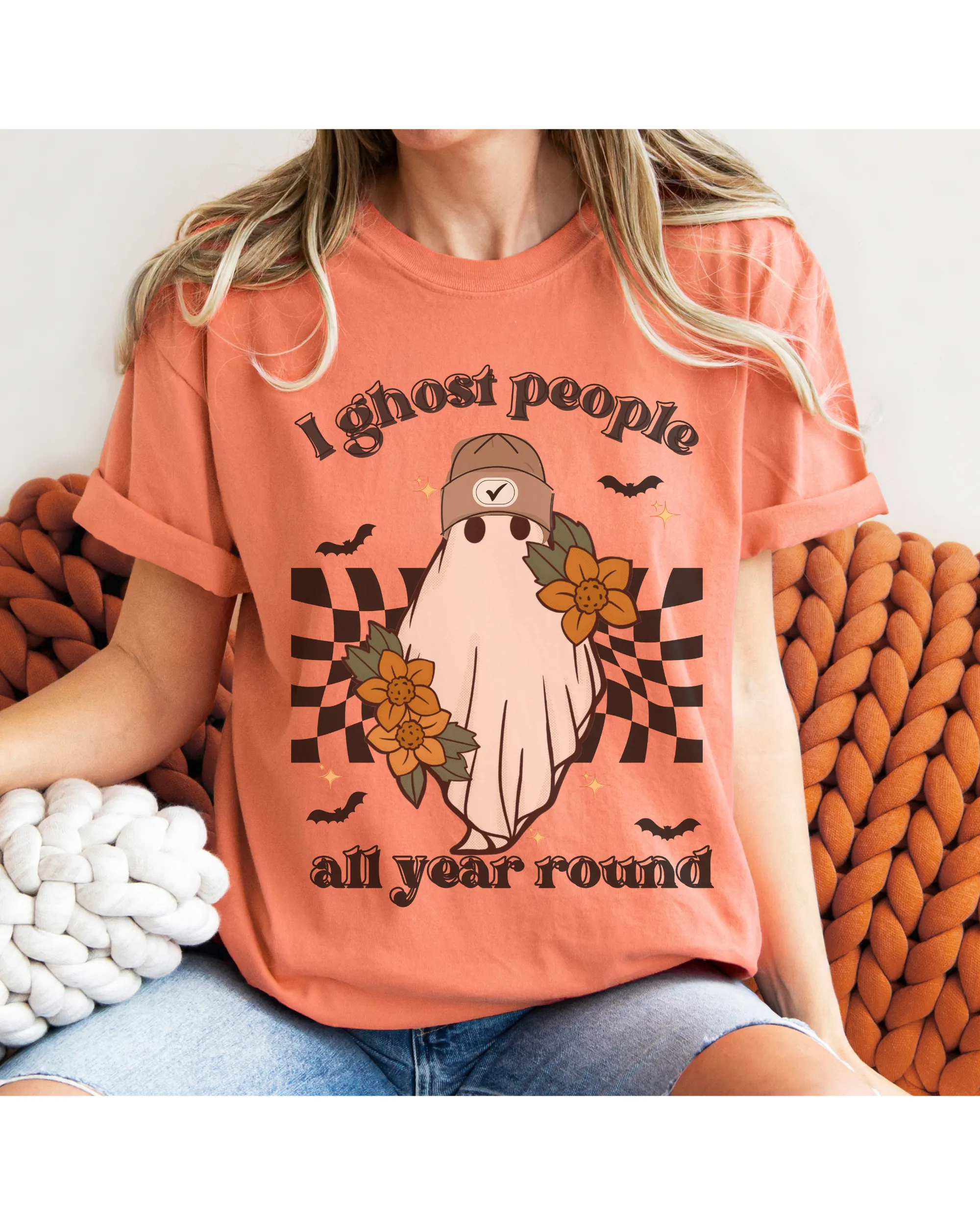 Funny Halloween Comfort Colors® T-Shirt, Women's I Ghost People All Year Round Funny T-Shirt