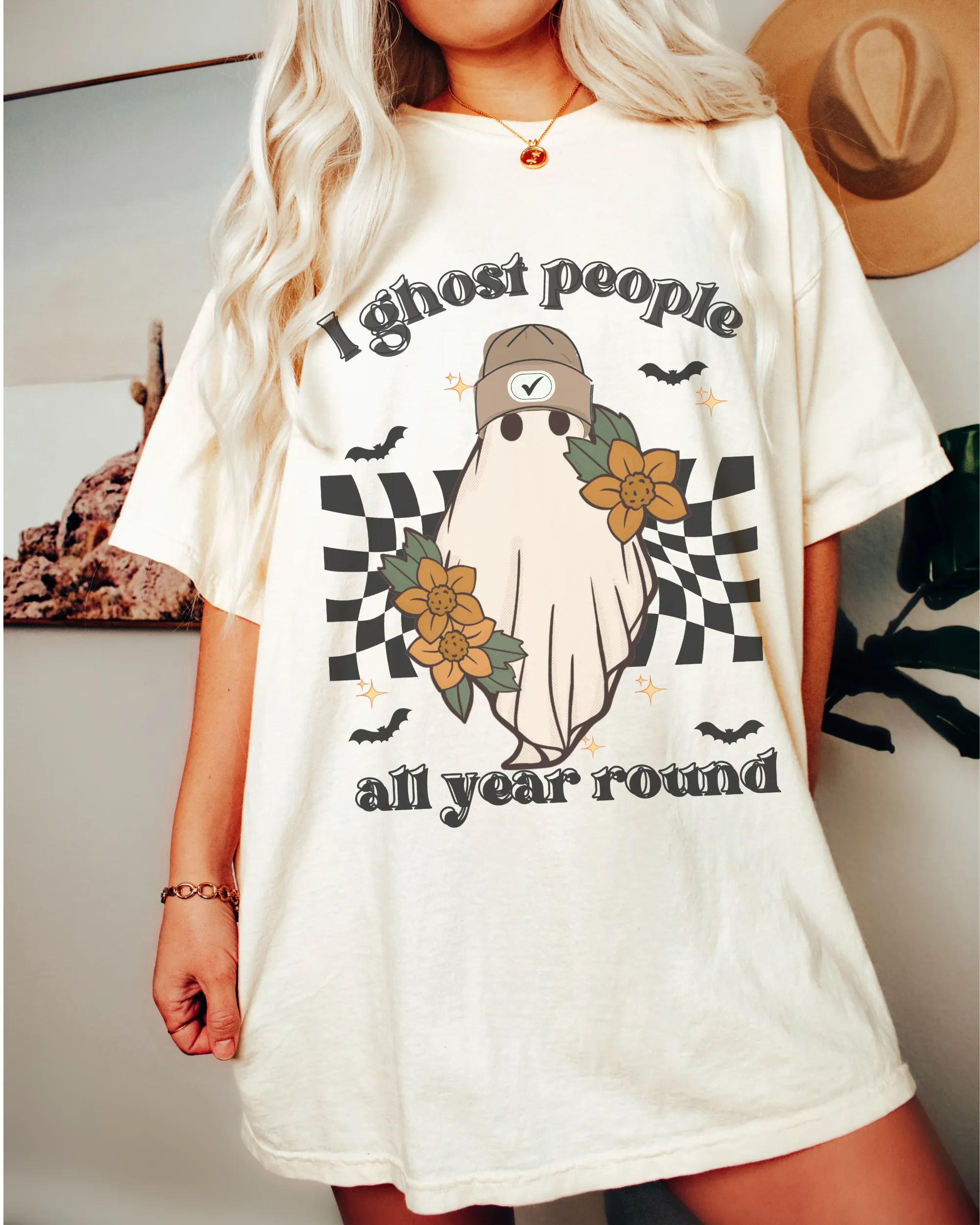 Funny Halloween Comfort Colors® T-Shirt, Women's I Ghost People All Year Round Funny T-Shirt