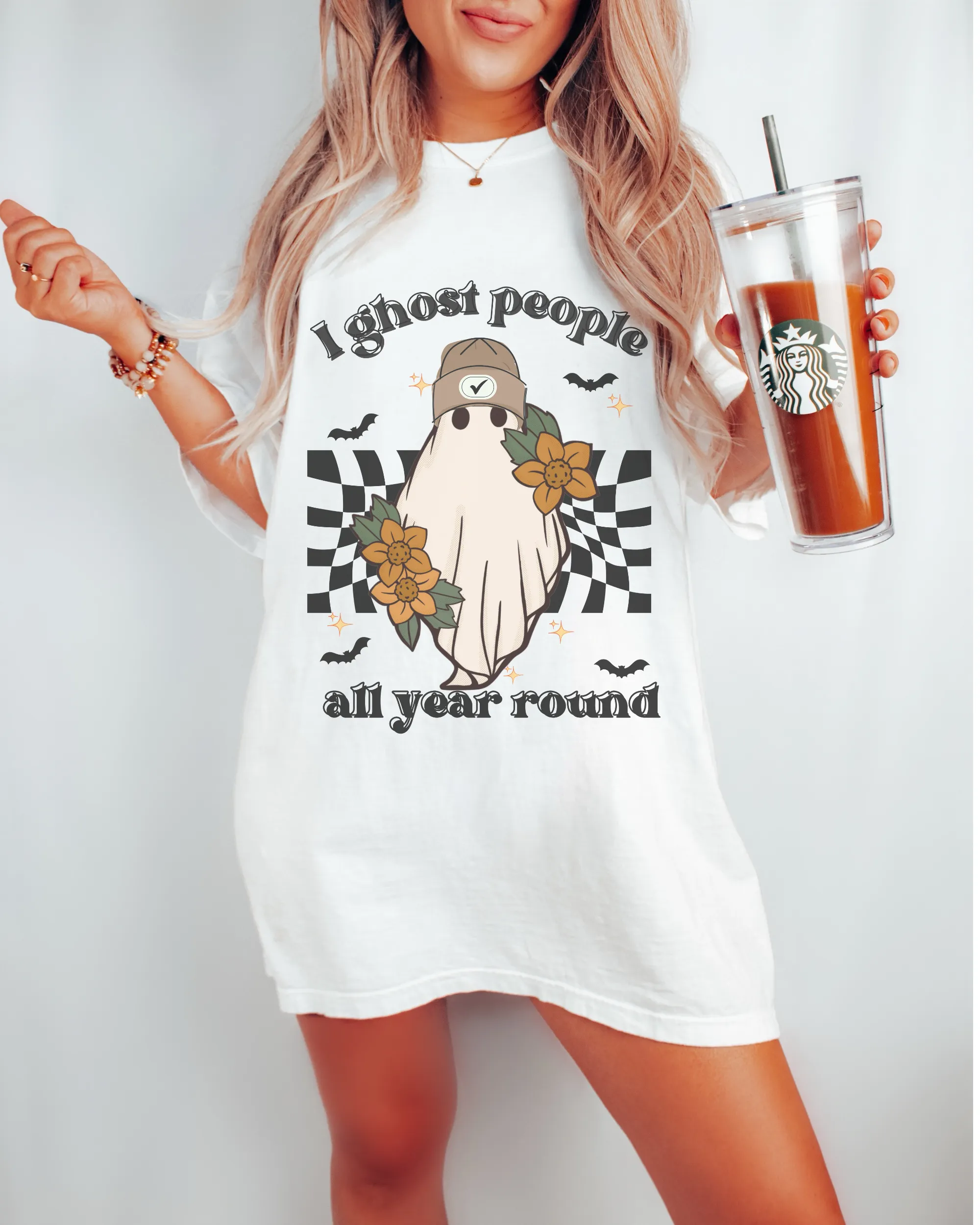 Funny Halloween Comfort Colors® T-Shirt, Women's I Ghost People All Year Round Funny T-Shirt