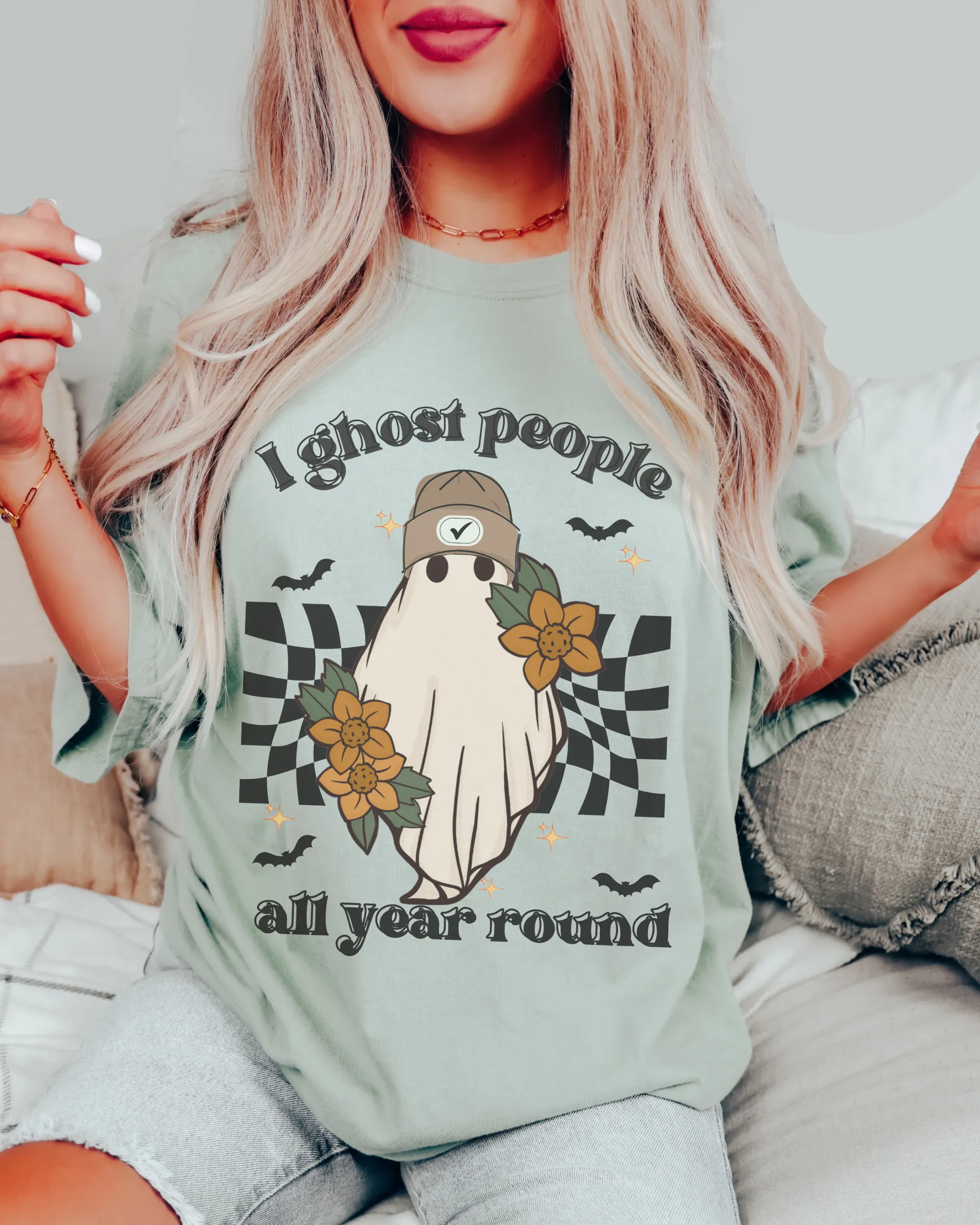 Funny Halloween Comfort Colors® T-Shirt, Women's I Ghost People All Year Round Funny T-Shirt